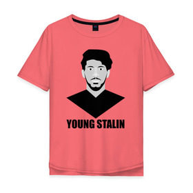 Мужская футболка хлопок Oversize с принтом Young Stalin в Тюмени, 100% хлопок | свободный крой, круглый ворот, “спинка” длиннее передней части | молодой | патриот | россия | советский | ссср | сталин