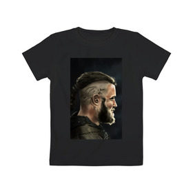 Детская футболка хлопок с принтом Ragnar Lodbrock в Тюмени, 100% хлопок | круглый вырез горловины, полуприлегающий силуэт, длина до линии бедер | Тематика изображения на принте: ragnar lodbrock | vikings | викинги | рагнар лодброк