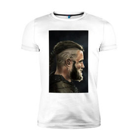 Мужская футболка премиум с принтом Ragnar Lodbrock в Тюмени, 92% хлопок, 8% лайкра | приталенный силуэт, круглый вырез ворота, длина до линии бедра, короткий рукав | ragnar lodbrock | vikings | викинги | рагнар лодброк