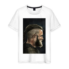 Мужская футболка хлопок с принтом Ragnar Lodbrock в Тюмени, 100% хлопок | прямой крой, круглый вырез горловины, длина до линии бедер, слегка спущенное плечо. | ragnar lodbrock | vikings | викинги | рагнар лодброк