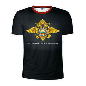 Мужская футболка 3D спортивная с принтом Полиция Российской Федерации в Тюмени, 100% полиэстер с улучшенными характеристиками | приталенный силуэт, круглая горловина, широкие плечи, сужается к линии бедра | милиция