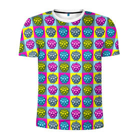 Мужская футболка 3D спортивная с принтом POP ART в Тюмени, 100% полиэстер с улучшенными характеристиками | приталенный силуэт, круглая горловина, широкие плечи, сужается к линии бедра | Тематика изображения на принте: popart | малина | поп арт | ягоды