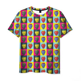 Мужская футболка 3D с принтом POP ART в Тюмени, 100% полиэфир | прямой крой, круглый вырез горловины, длина до линии бедер | popart | клубника | поп арт | ягоды