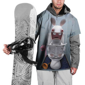 Накидка на куртку 3D с принтом Кролик с газетой в Тюмени, 100% полиэстер |  | Тематика изображения на принте: rabbids | вантуз | горшок | зайцы засранцы | заяц | туалет