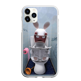 Чехол для iPhone 11 Pro матовый с принтом Кролик с газетой в Тюмени, Силикон |  | rabbids | вантуз | горшок | зайцы засранцы | заяц | туалет