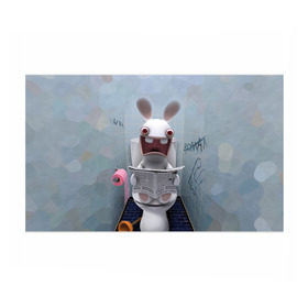 Бумага для упаковки 3D с принтом Кролик с газетой в Тюмени, пластик и полированная сталь | круглая форма, металлическое крепление в виде кольца | Тематика изображения на принте: rabbids | вантуз | горшок | зайцы засранцы | заяц | туалет