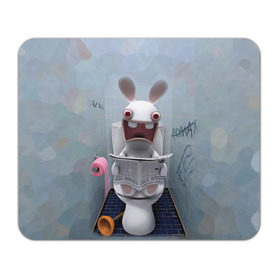 Коврик прямоугольный с принтом Кролик с газетой в Тюмени, натуральный каучук | размер 230 х 185 мм; запечатка лицевой стороны | rabbids | вантуз | горшок | зайцы засранцы | заяц | туалет