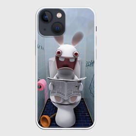 Чехол для iPhone 13 mini с принтом Кролик с газетой в Тюмени,  |  | rabbids | вантуз | горшок | зайцы засранцы | заяц | туалет