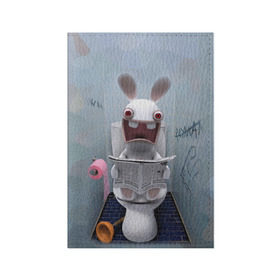 Обложка для паспорта матовая кожа с принтом Кролик с газетой в Тюмени, натуральная матовая кожа | размер 19,3 х 13,7 см; прозрачные пластиковые крепления | rabbids | вантуз | горшок | зайцы засранцы | заяц | туалет