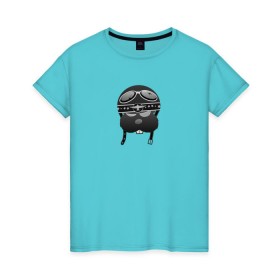 Женская футболка хлопок с принтом Airborne hamster в Тюмени, 100% хлопок | прямой крой, круглый вырез горловины, длина до линии бедер, слегка спущенное плечо | Тематика изображения на принте: air | airborne | animal | fly | hamster | pilot | retro | sky | небо | пилот | хомяк