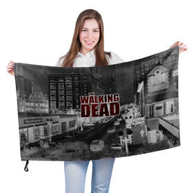 Флаг 3D с принтом The Walking Dead в Тюмени, 100% полиэстер | плотность ткани — 95 г/м2, размер — 67 х 109 см. Принт наносится с одной стороны | 