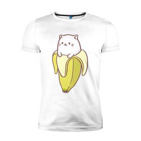 Мужская футболка премиум с принтом Бананька в Тюмени, 92% хлопок, 8% лайкра | приталенный силуэт, круглый вырез ворота, длина до линии бедра, короткий рукав | бананька
