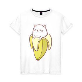 Женская футболка хлопок с принтом Бананька в Тюмени, 100% хлопок | прямой крой, круглый вырез горловины, длина до линии бедер, слегка спущенное плечо | бананька