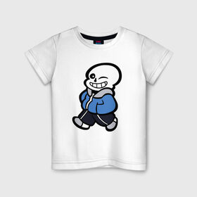 Детская футболка хлопок с принтом Sans в Тюмени, 100% хлопок | круглый вырез горловины, полуприлегающий силуэт, длина до линии бедер | Тематика изображения на принте: sans | undertale