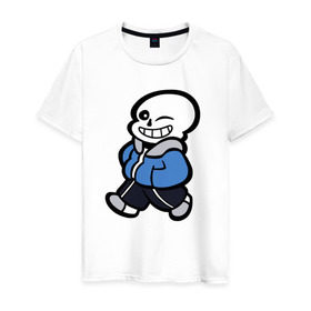 Мужская футболка хлопок с принтом Sans в Тюмени, 100% хлопок | прямой крой, круглый вырез горловины, длина до линии бедер, слегка спущенное плечо. | sans | undertale