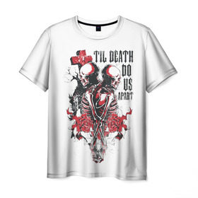 Мужская футболка 3D с принтом Охрана дьявола в Тюмени, 100% полиэфир | прямой крой, круглый вырез горловины, длина до линии бедер | ад | дьявол | мотоцикл | огонь | пламя | череп | черный
