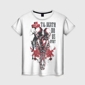 Женская футболка 3D с принтом Охрана дьявола в Тюмени, 100% полиэфир ( синтетическое хлопкоподобное полотно) | прямой крой, круглый вырез горловины, длина до линии бедер | ад | дьявол | мотоцикл | огонь | пламя | череп | черный