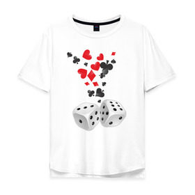 Мужская футболка хлопок Oversize с принтом Игральные кости в Тюмени, 100% хлопок | свободный крой, круглый ворот, “спинка” длиннее передней части | бубны | казино | карты | кости | крести | пики | покер | туз | червы