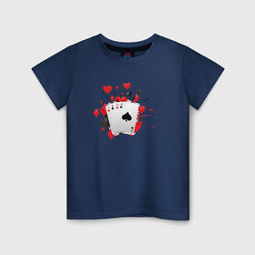 Детская футболка хлопок с принтом Четыре туза в Тюмени, 100% хлопок | круглый вырез горловины, полуприлегающий силуэт, длина до линии бедер | Тематика изображения на принте: казино | карты | покер | туз