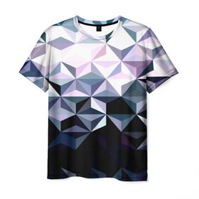 Мужская футболка 3D с принтом Lowpoly Pattern в Тюмени, 100% полиэфир | прямой крой, круглый вырез горловины, длина до линии бедер | polygon | абстракция | серый