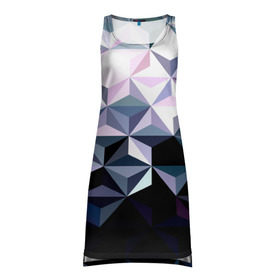 Платье-майка 3D с принтом Lowpoly Pattern в Тюмени, 100% полиэстер | полуприлегающий силуэт, широкие бретели, круглый вырез горловины, удлиненный подол сзади. | polygon | абстракция | серый