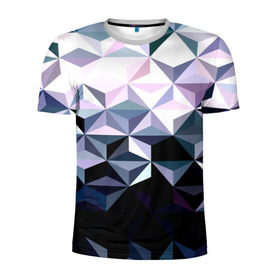 Мужская футболка 3D спортивная с принтом Lowpoly Pattern в Тюмени, 100% полиэстер с улучшенными характеристиками | приталенный силуэт, круглая горловина, широкие плечи, сужается к линии бедра | polygon | абстракция | серый