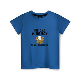 Детская футболка хлопок с принтом Кот Шредингера в Тюмени, 100% хлопок | круглый вырез горловины, полуприлегающий силуэт, длина до линии бедер | кот шредингера | математика | наука | о.м.с.к. | физика | юмор