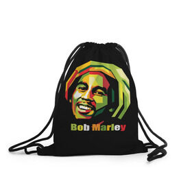 Рюкзак-мешок 3D с принтом Bob Marley в Тюмени, 100% полиэстер | плотность ткани — 200 г/м2, размер — 35 х 45 см; лямки — толстые шнурки, застежка на шнуровке, без карманов и подкладки | Тематика изображения на принте: боб марли | регги