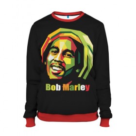 Женский свитшот 3D с принтом Bob Marley в Тюмени, 100% полиэстер с мягким внутренним слоем | круглый вырез горловины, мягкая резинка на манжетах и поясе, свободная посадка по фигуре | боб марли | регги