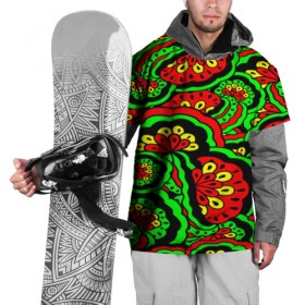 Накидка на куртку 3D с принтом Lishow в Тюмени, 100% полиэстер |  | зеленый | красный | орнамент | этно | яркий