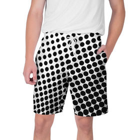 Мужские шорты 3D с принтом Белый в горошек в Тюмени,  полиэстер 100% | прямой крой, два кармана без застежек по бокам. Мягкая трикотажная резинка на поясе, внутри которой широкие завязки. Длина чуть выше колен | горошек | текстура | черный