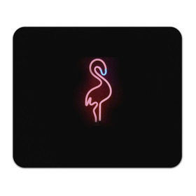 Коврик прямоугольный с принтом Светящийся фламинго в Тюмени, натуральный каучук | размер 230 х 185 мм; запечатка лицевой стороны | неон | птицы | фламинго