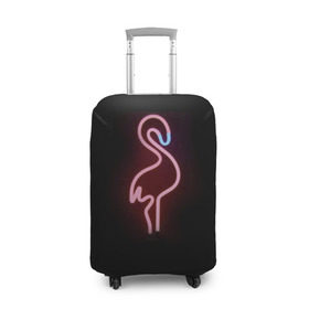 Чехол для чемодана 3D с принтом Светящийся фламинго в Тюмени, 86% полиэфир, 14% спандекс | двустороннее нанесение принта, прорези для ручек и колес | неон | птицы | фламинго