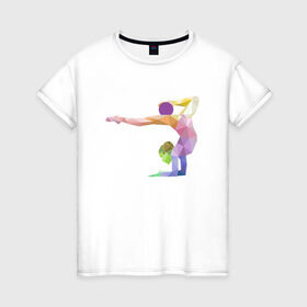 Женская футболка хлопок с принтом Гимнастка геометрия в Тюмени, 100% хлопок | прямой крой, круглый вырез горловины, длина до линии бедер, слегка спущенное плечо | 