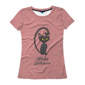 Женская футболка 3D с принтом Halloween в Тюмени, 100% полиэфир ( синтетическое хлопкоподобное полотно) | прямой крой, круглый вырез горловины, длина до линии бедер | 