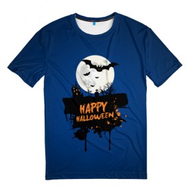 Мужская футболка 3D с принтом Halloween в Тюмени, 100% полиэфир | прямой крой, круглый вырез горловины, длина до линии бедер | cat | dark | halloween | вамп | вампир | ведьма | готика | кот | кошка | магия | ночь | тыква | хэллоуин