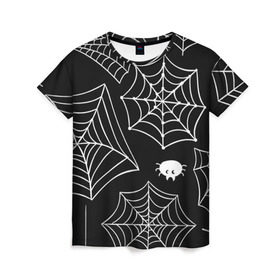 Женская футболка 3D с принтом Halloween в Тюмени, 100% полиэфир ( синтетическое хлопкоподобное полотно) | прямой крой, круглый вырез горловины, длина до линии бедер | cat | dark | halloween | вамп | вампир | ведьма | готика | кот | кошка | магия | ночь | тыква | хэллоуин