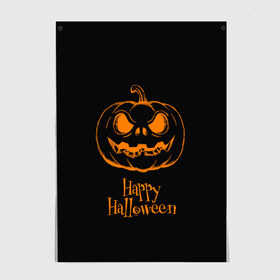 Постер с принтом Halloween в Тюмени, 100% бумага
 | бумага, плотность 150 мг. Матовая, но за счет высокого коэффициента гладкости имеет небольшой блеск и дает на свету блики, но в отличии от глянцевой бумаги не покрыта лаком | cat | dark | halloween | вамп | вампир | ведьма | готика | кот | кошка | магия | ночь | тыква | хэллоуин