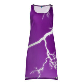 Платье-майка 3D с принтом cs:go - Lightning strike в Тюмени, 100% полиэстер | полуприлегающий силуэт, широкие бретели, круглый вырез горловины, удлиненный подол сзади. | cs | csgo | lightning strike | го | кс | удар молнии