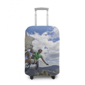 Чехол для чемодана 3D с принтом На пике славы в Тюмени, 86% полиэфир, 14% спандекс | двустороннее нанесение принта, прорези для ручек и колес | альпинист | горы | дерево | новинки | природа
