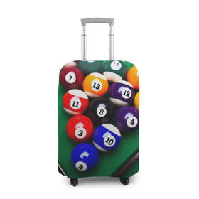 Чехол для чемодана 3D с принтом Бильярд в Тюмени, 86% полиэфир, 14% спандекс | двустороннее нанесение принта, прорези для ручек и колес | кий | стол | шары
