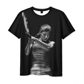 Мужская футболка 3D с принтом Всемирный теннис в Тюмени, 100% полиэфир | прямой крой, круглый вырез горловины, длина до линии бедер | мяч | новинки | ракетка | спорт | теннис | удар