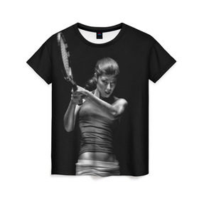 Женская футболка 3D с принтом Всемирный теннис в Тюмени, 100% полиэфир ( синтетическое хлопкоподобное полотно) | прямой крой, круглый вырез горловины, длина до линии бедер | мяч | новинки | ракетка | спорт | теннис | удар