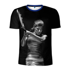 Мужская футболка 3D спортивная с принтом Всемирный теннис в Тюмени, 100% полиэстер с улучшенными характеристиками | приталенный силуэт, круглая горловина, широкие плечи, сужается к линии бедра | мяч | новинки | ракетка | спорт | теннис | удар