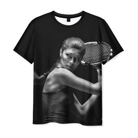 Мужская футболка 3D с принтом Ответный удар в Тюмени, 100% полиэфир | прямой крой, круглый вырез горловины, длина до линии бедер | мяч | новинки | ракетка | спорт | теннис | удар