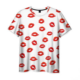 Мужская футболка 3D с принтом Поцелуйчики в Тюмени, 100% полиэфир | прямой крой, круглый вырез горловины, длина до линии бедер | background | bride | corporate | groom | kiss | lips | wedding | губы | жених | корпоративный | любимая | любимый | любовь | невеста | поцелуй | свадьба | страсть | фон
