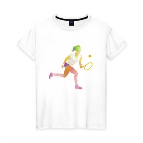 Женская футболка хлопок с принтом Теннис в Тюмени, 100% хлопок | прямой крой, круглый вырез горловины, длина до линии бедер, слегка спущенное плечо | 