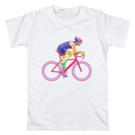 Мужская футболка хлопок с принтом Велосипедист в Тюмени, 100% хлопок | прямой крой, круглый вырез горловины, длина до линии бедер, слегка спущенное плечо. | 