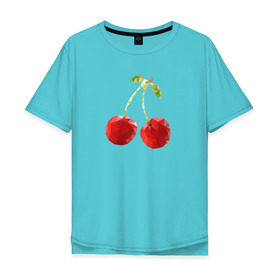 Мужская футболка хлопок Oversize с принтом Вишенки в Тюмени, 100% хлопок | свободный крой, круглый ворот, “спинка” длиннее передней части | вишня | отдых | отпуск | тропик | фрукты | ягоды