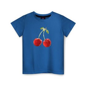 Детская футболка хлопок с принтом Вишенки в Тюмени, 100% хлопок | круглый вырез горловины, полуприлегающий силуэт, длина до линии бедер | вишня | отдых | отпуск | тропик | фрукты | ягоды